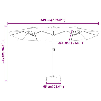 Parasol Dubbel Met Led 449X245 Cm Antracietkleurig