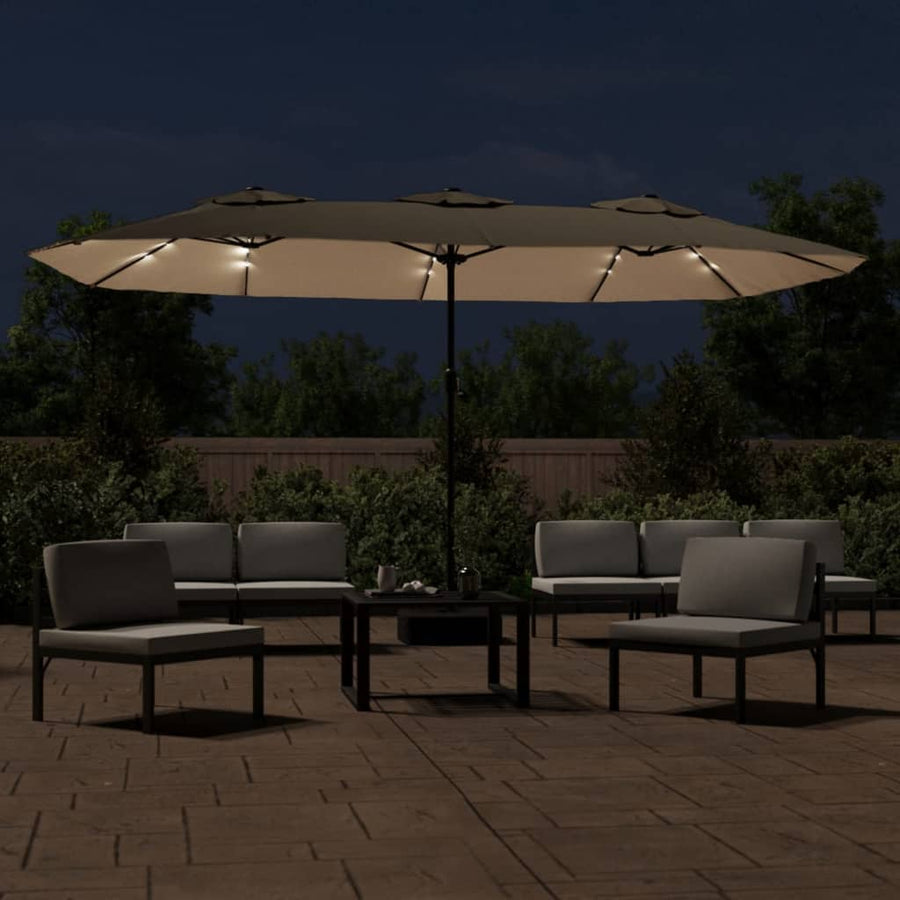 Parasol Dubbel Met Led 449X245 Cm Taupe