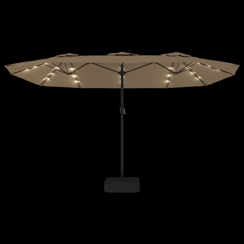 Parasol Dubbel Met Led 449X245 Cm Taupe