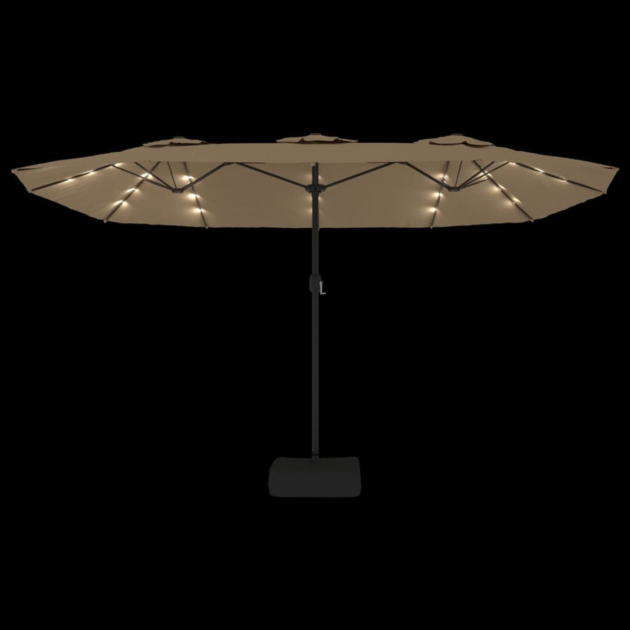 Parasol Dubbel Met Led 449X245 Cm Taupe
