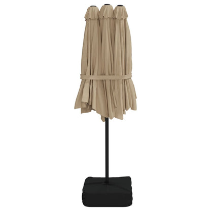 Parasol Dubbel Met Led 449X245 Cm Taupe