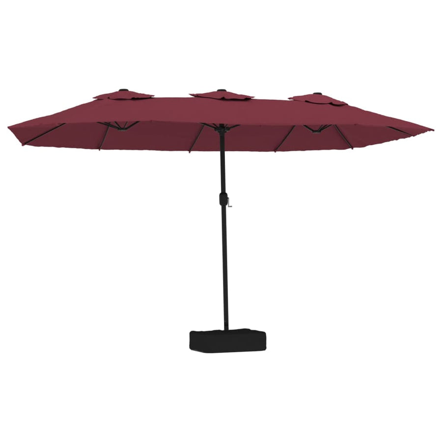 Parasol Dubbel Dak Met Led 449X265 Cm Bordeaux Rood