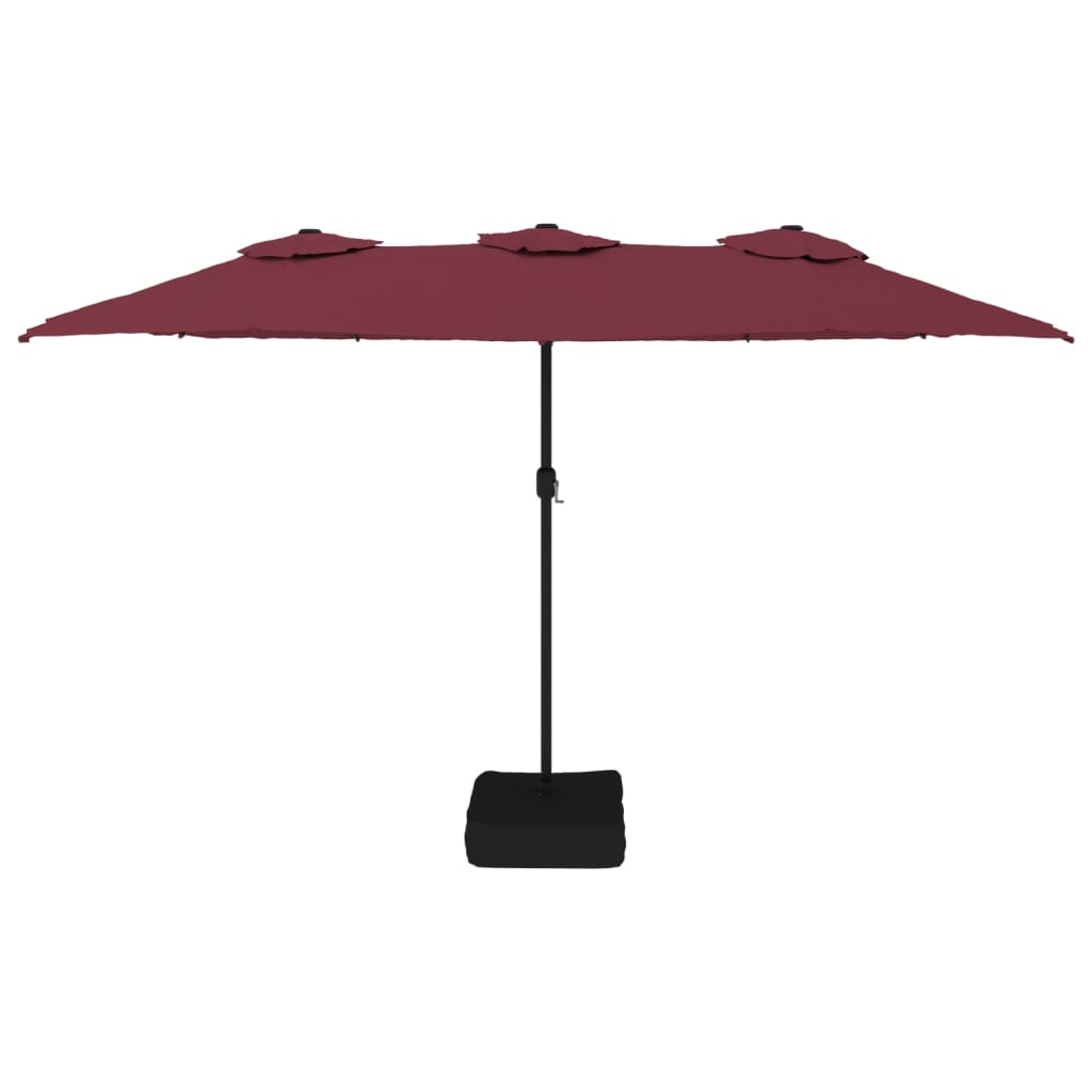 Parasol Dubbel Dak Met Led 449X265 Cm Bordeaux Rood