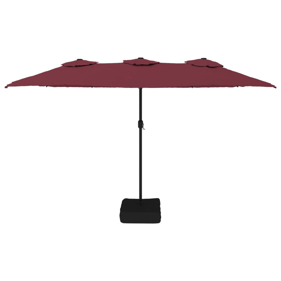 Parasol Dubbel Dak Met Led 449X265 Cm Bordeaux Rood