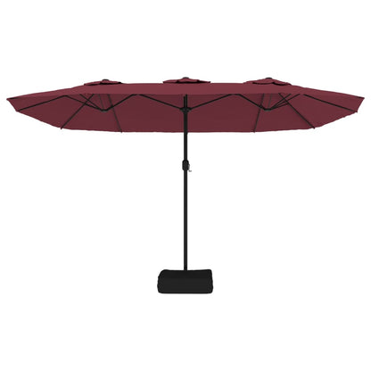 Parasol Dubbel Dak Met Led 449X265 Cm Bordeaux Rood
