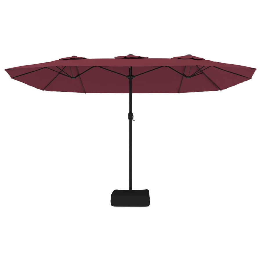 Parasol Dubbel Dak Met Led 449X265 Cm Bordeaux Rood
