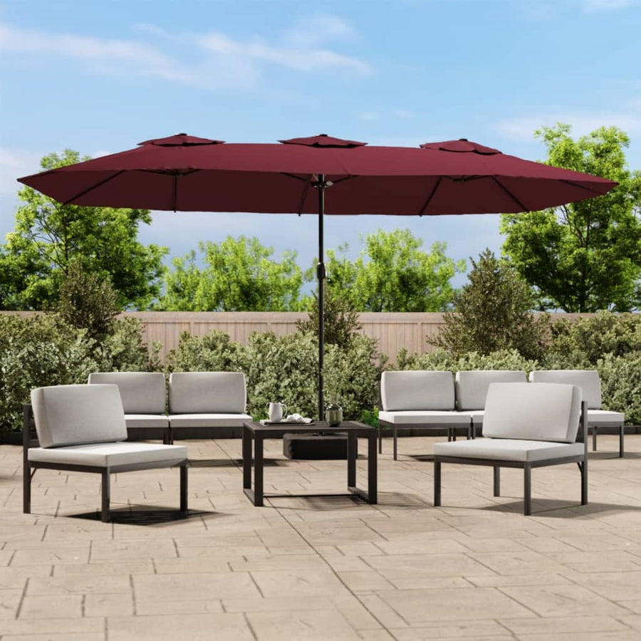 Parasol Dubbel Dak Met Led 449X265 Cm Bordeaux Rood