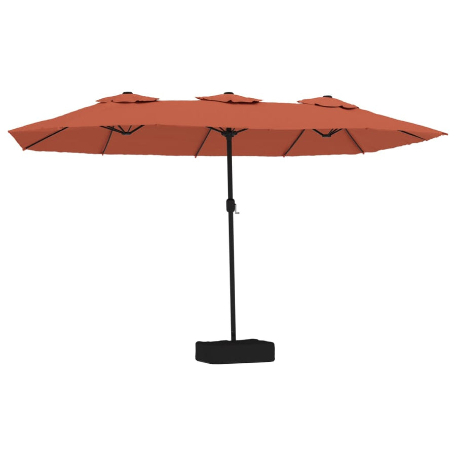 Parasol Dubbel Met Led 449X245 Cm Kleurig Terracotta