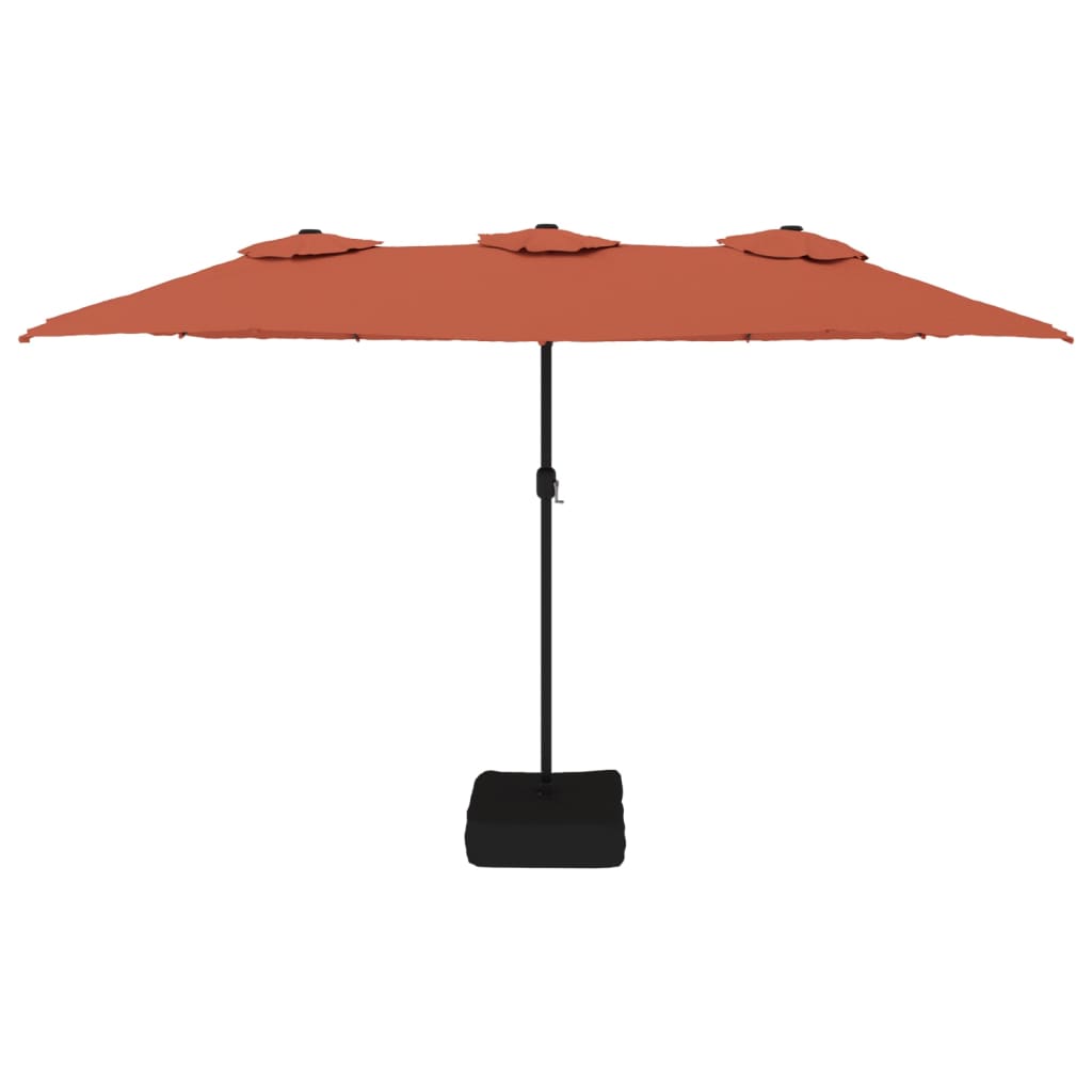 Parasol Dubbel Met Led 449X245 Cm Kleurig Terracotta