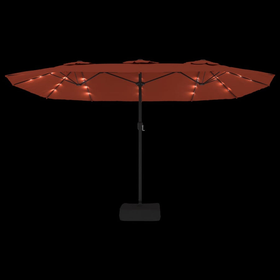 Parasol Dubbel Met Led 449X245 Cm Kleurig Terracotta