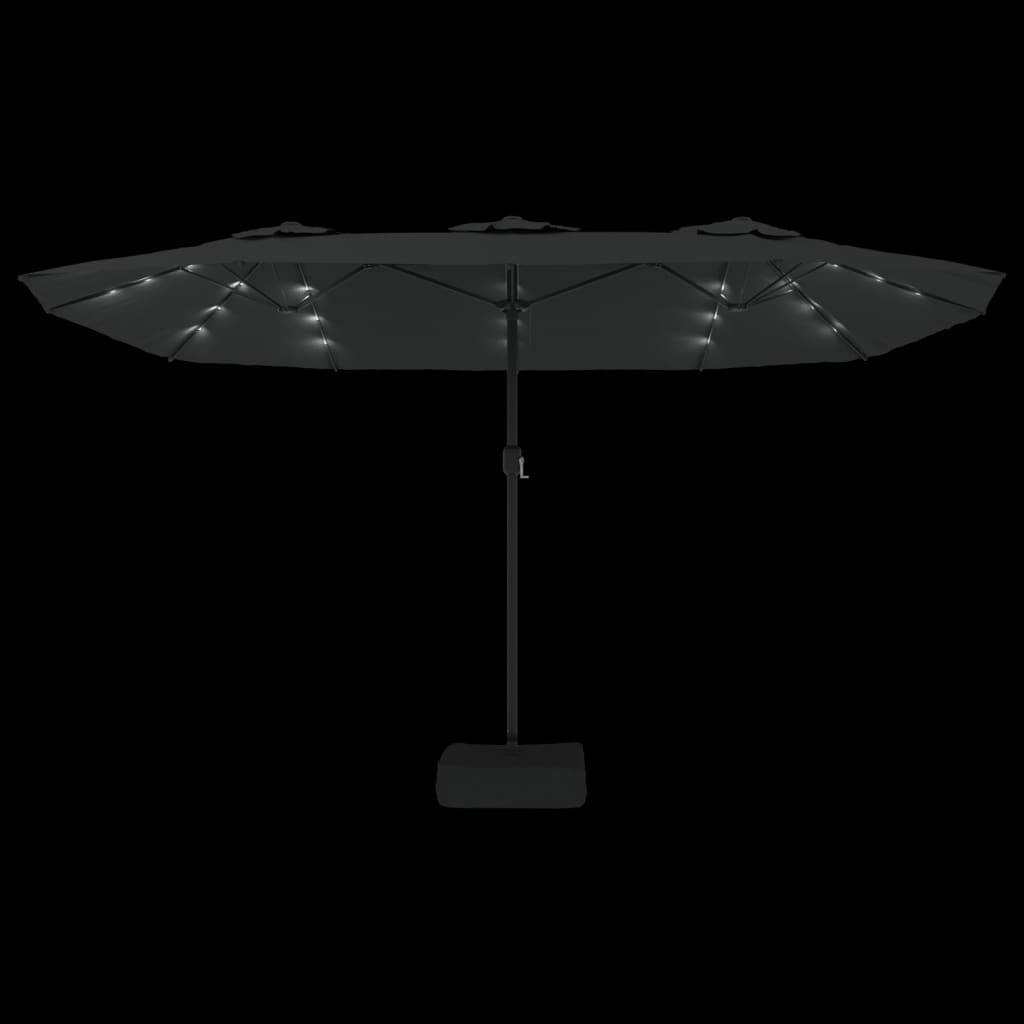 Parasol Dubbel Met Led 449X245 Cm Zwart