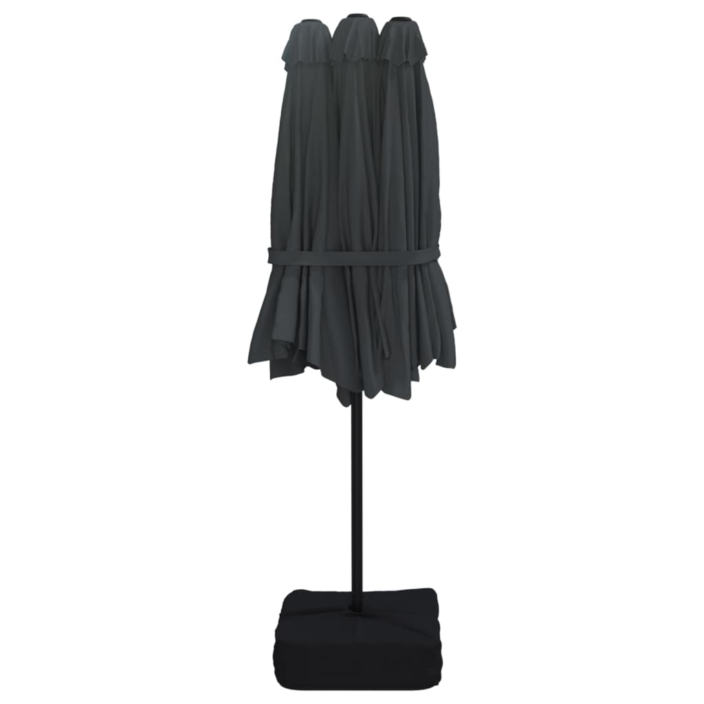 Parasol Dubbel Met Led 449X245 Cm Zwart