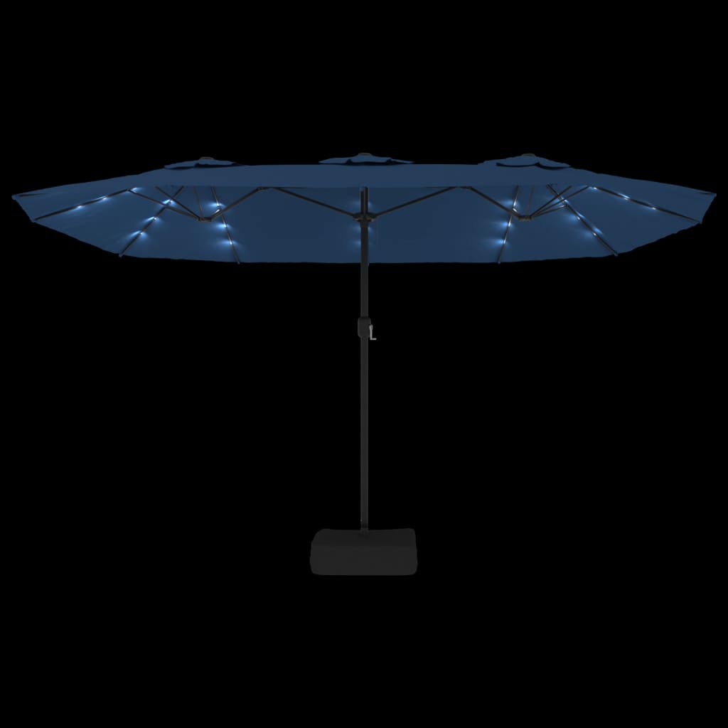 Parasol Dubbel Met Led 449X245 Cm Azuurblauw