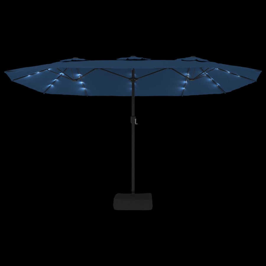 Parasol Dubbel Met Led 449X245 Cm Azuurblauw