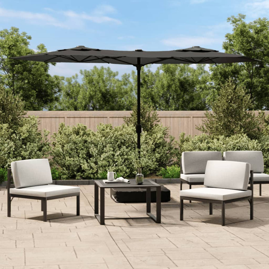 Parasol dubbel dak 316x145 cm antracietkleurig