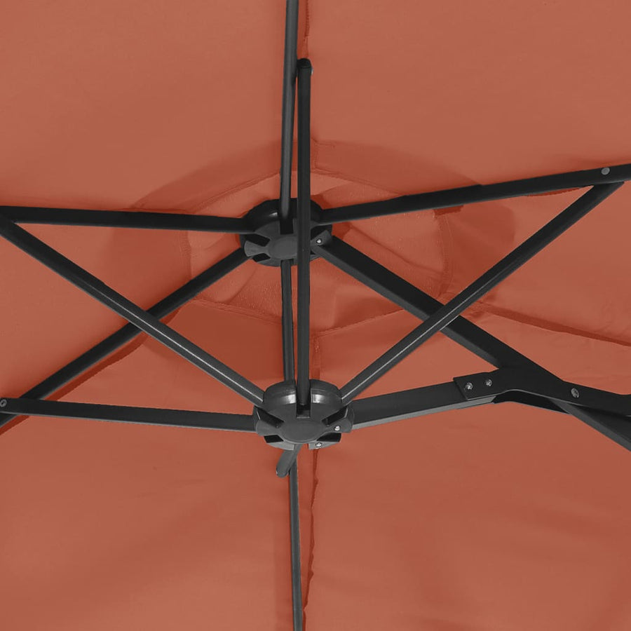 Parasol dubbel dak 316x240 cm terracottakleurig