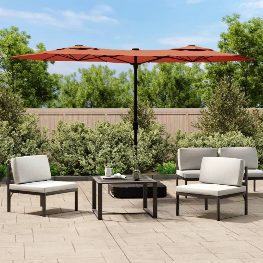 Parasol dubbel dak 316x240 cm terracottakleurig