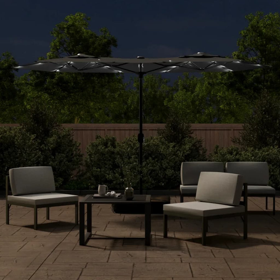 Parasol Dubbel Met Led's 316X240 Cm Antracietkleurig