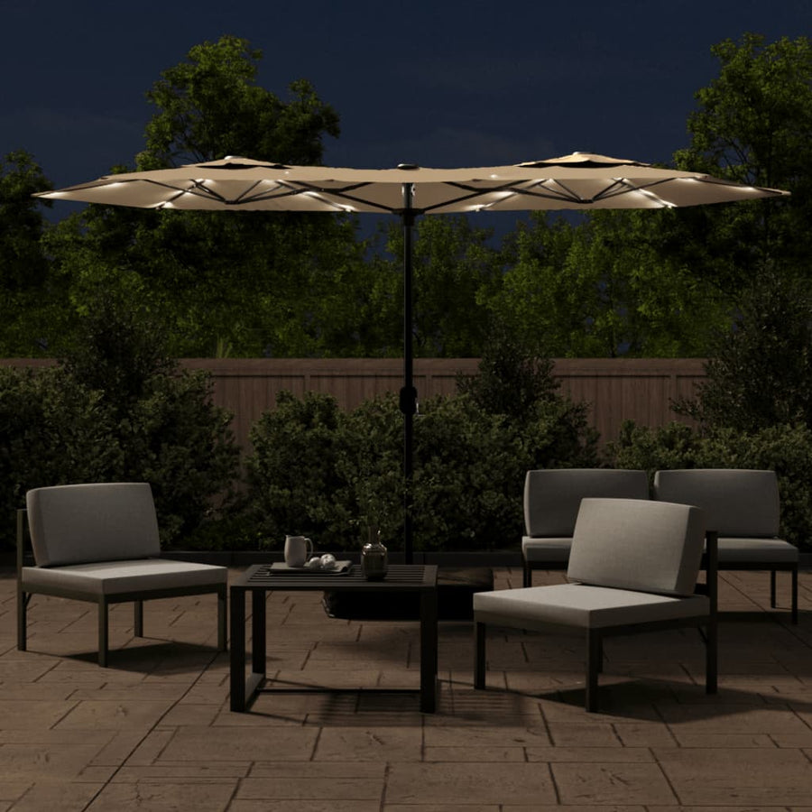 Parasol Dubbel Met Led's 316X240 Cm Taupe