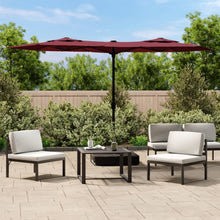 Parasol dubbel dak met LED 316x145 cm bordeauxrood