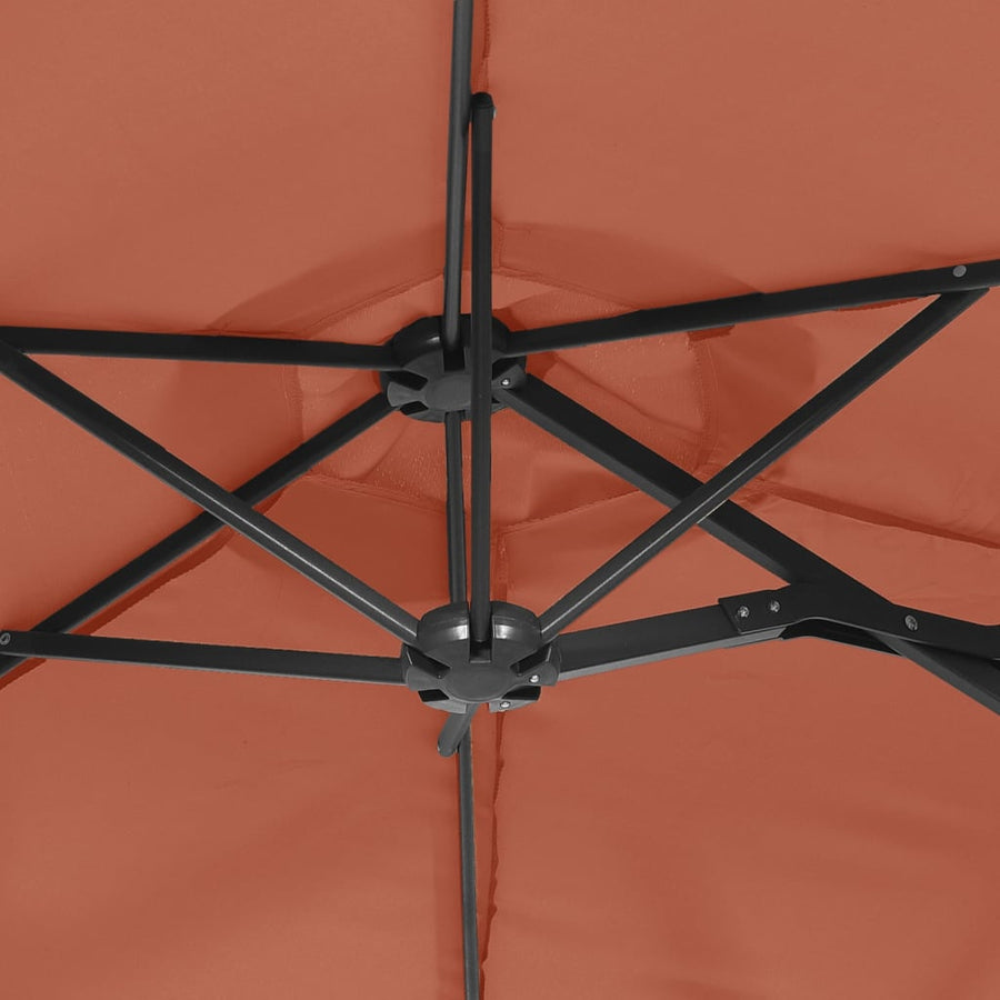 Parasol Dubbel Met Led's 316X240 Cm Terracottakleurig