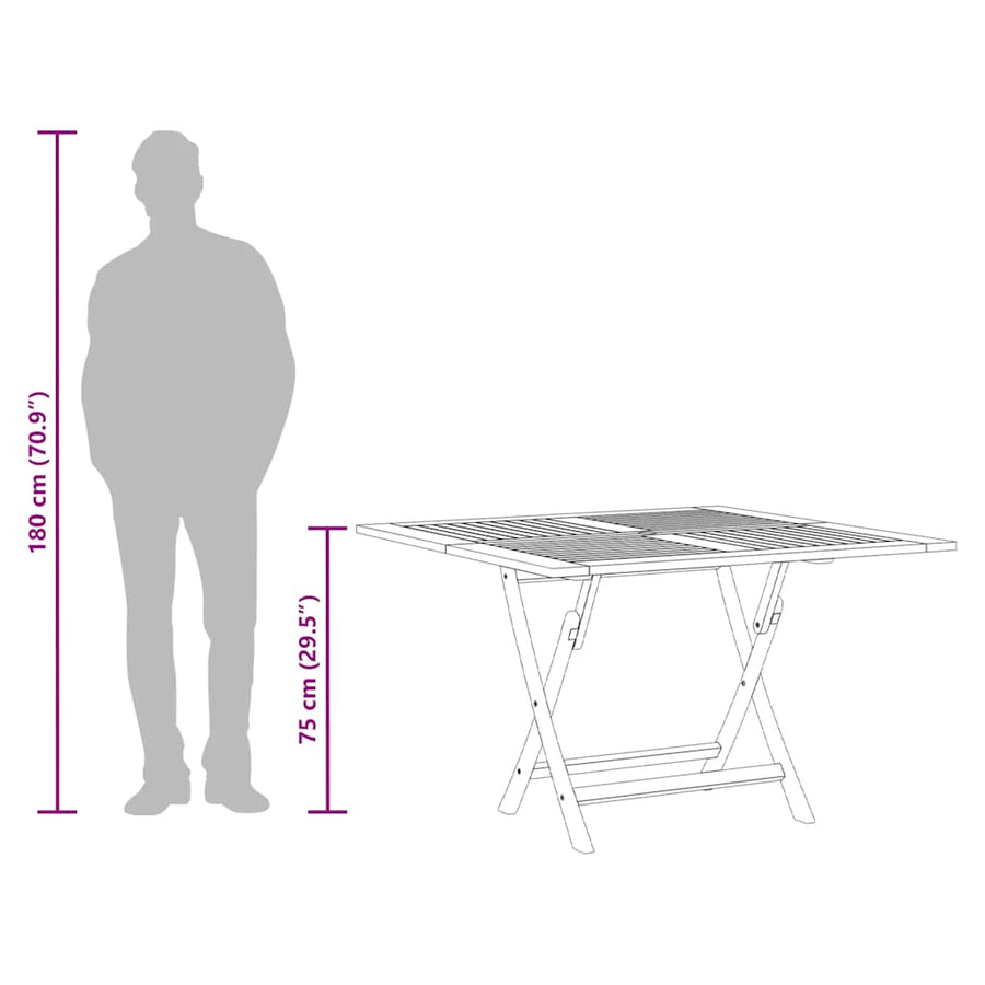 Tuintafel Inklapbaar 110X110X75 Cm Massief Teakhout Vierkant