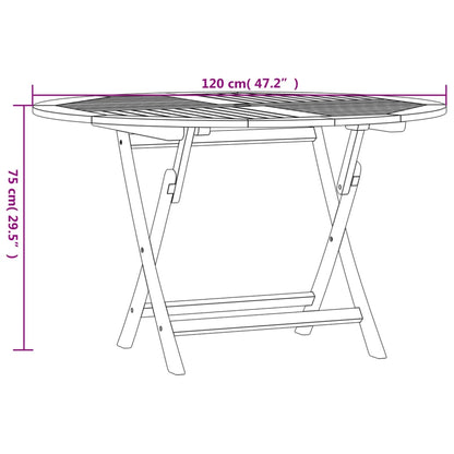 Tuintafel Inklapbaar Ø 120X75 Cm Massief Teakhout