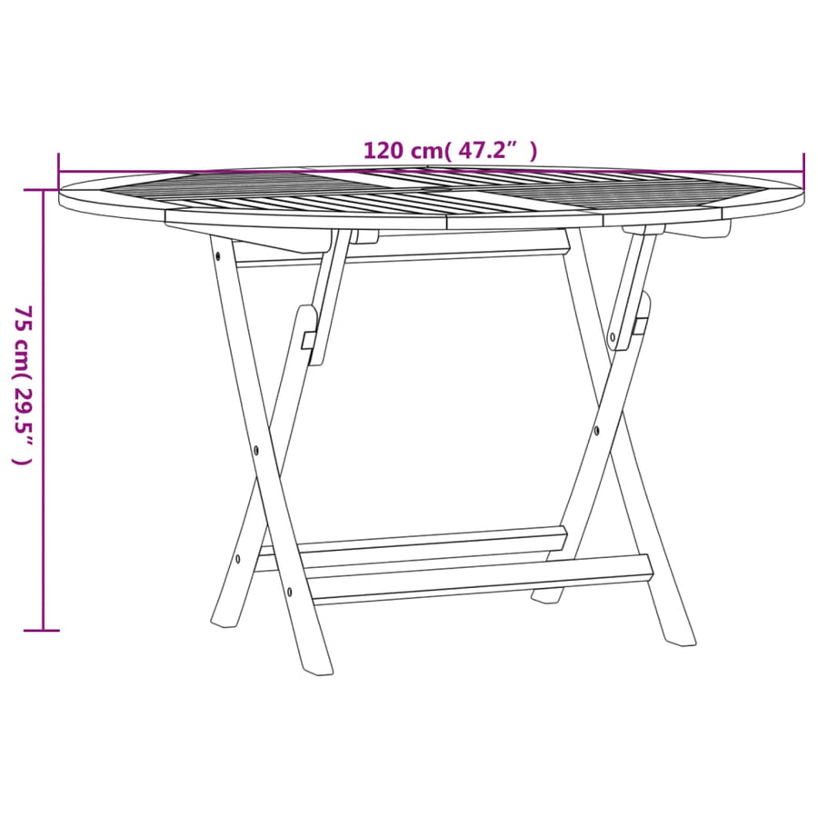 Tuintafel Inklapbaar Ø 120X75 Cm Massief Teakhout