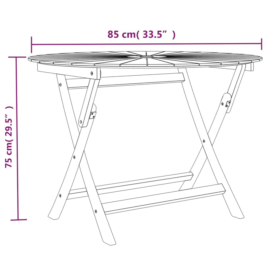 Tuintafel Inklapbaar Massief Teakhout Ø 85 x 75 cm