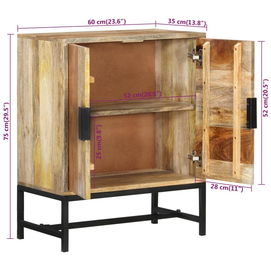 Dressoir 60x35x75 cm massief mangohout