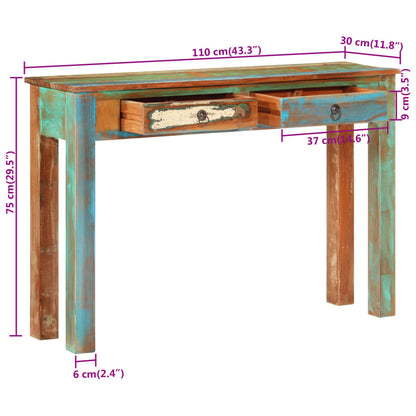 Wandtafel 110x30x75 cm massief gerecycled hout