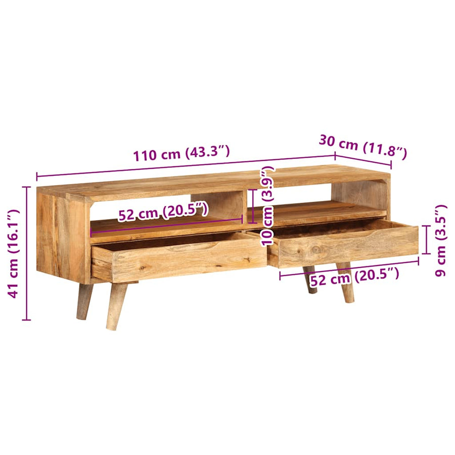 Tv-meubel 110x30x41 cm massief mangohout