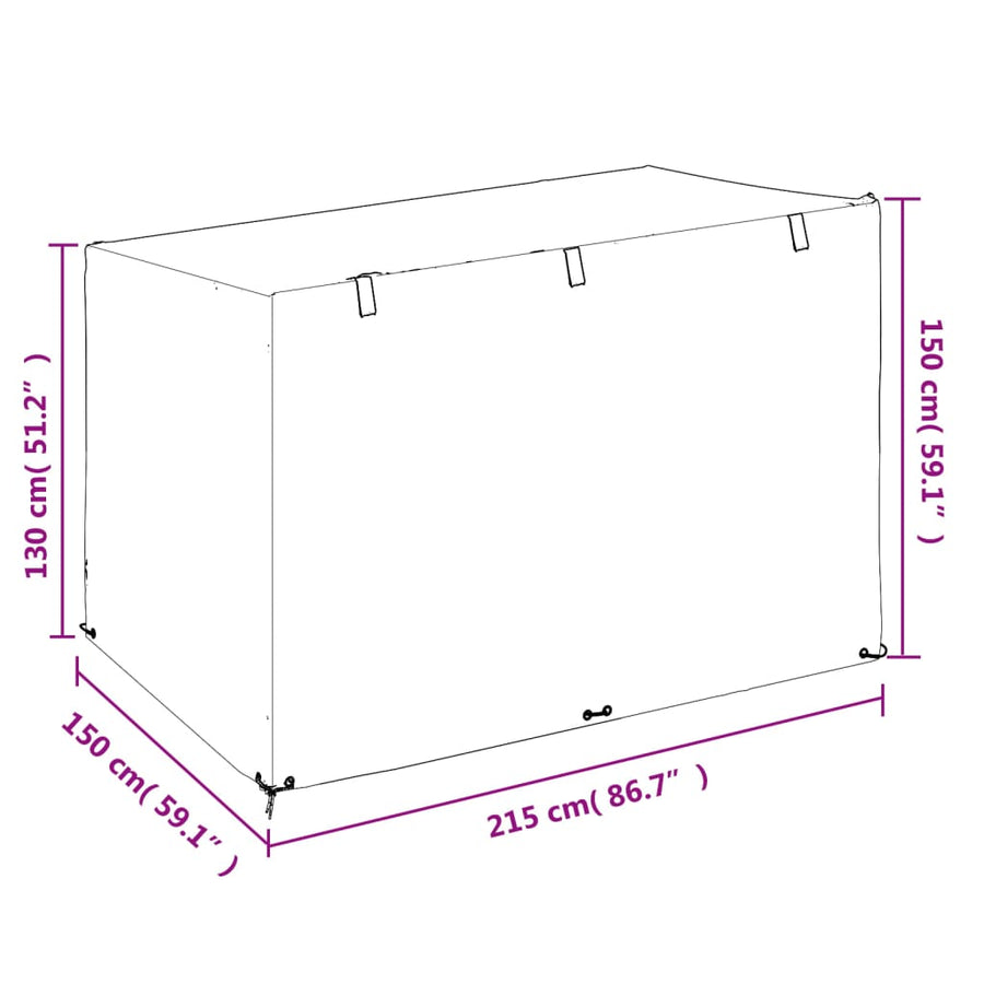 Schommelbankhoes met 12 oogjes 215x150x130/150 cm polyetheen 1 215 x 150 x 130/150 cm