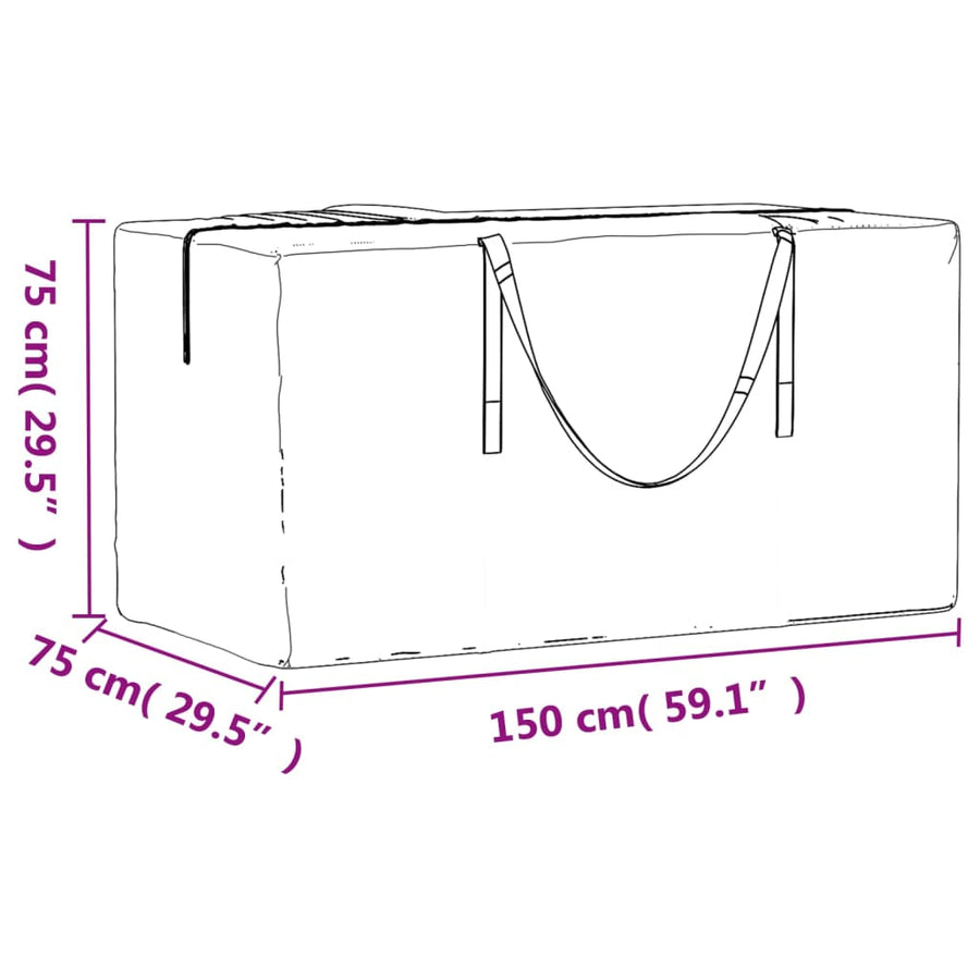 Opbergtas voor tuinkussens 150x75x75 cm polyetheen zwart 1