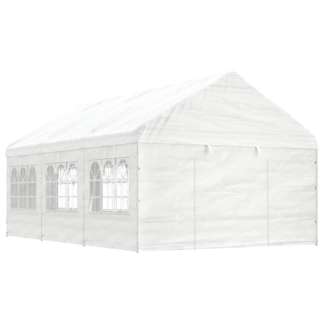 Prieel Met Dak 6,69X4,08X3,22 M Polyetheen Wit 6.69 x 4.08 x 3.22 m