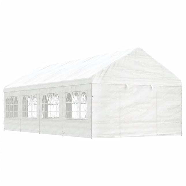 Prieel Met Dak 8,92X4,08X3,22 M Polyetheen Wit 8.92 x 4.08 x 3.22 m