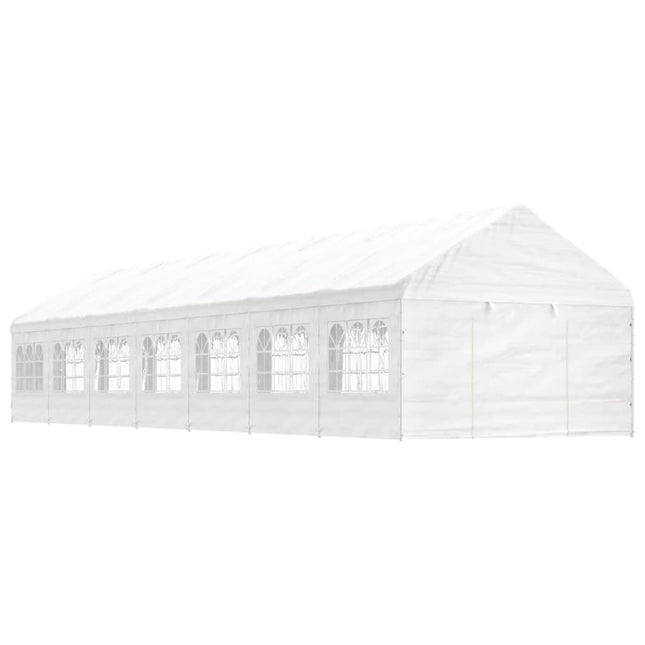 Prieel Met Dak 15,61X4,08X3,22 M Polyetheen Wit 15.61 x 4.08 x 3.22 m