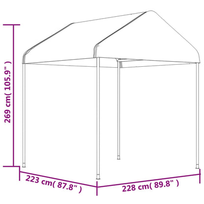 Prieel Met Dak 13,38X2,28X2,69 M Polyetheen Wit 13.38 x 2.28 x 2.69 m