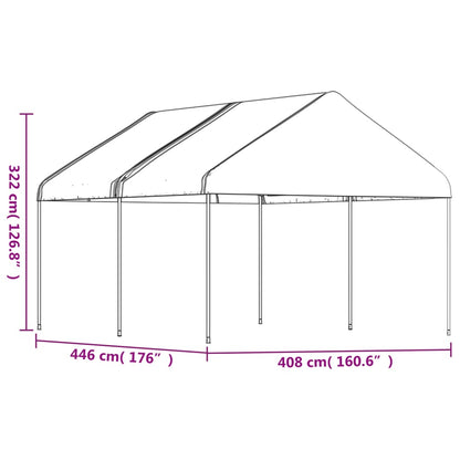 Prieel Met Dak 4,46X4,08X3,22 M Polyetheen Wit 4.46 x 4.08 x 3.22 m