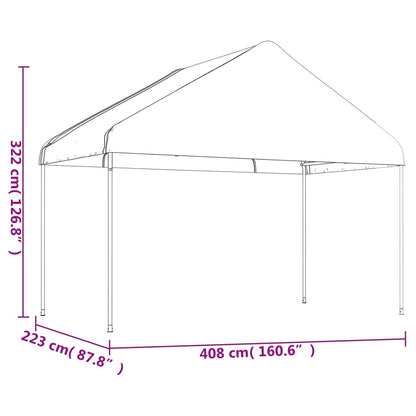 Prieel Met Dak 4,46X4,08X3,22 M Polyetheen Wit 4.46 x 4.08 x 3.22 m