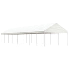 Prieel met dak 17,84x4,08x3,22 m polyetheen wit