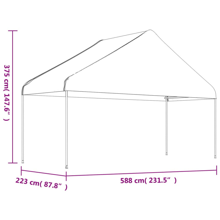 Prieel Met Dak 4,46X5,88X3,75 M Polyetheen Wit