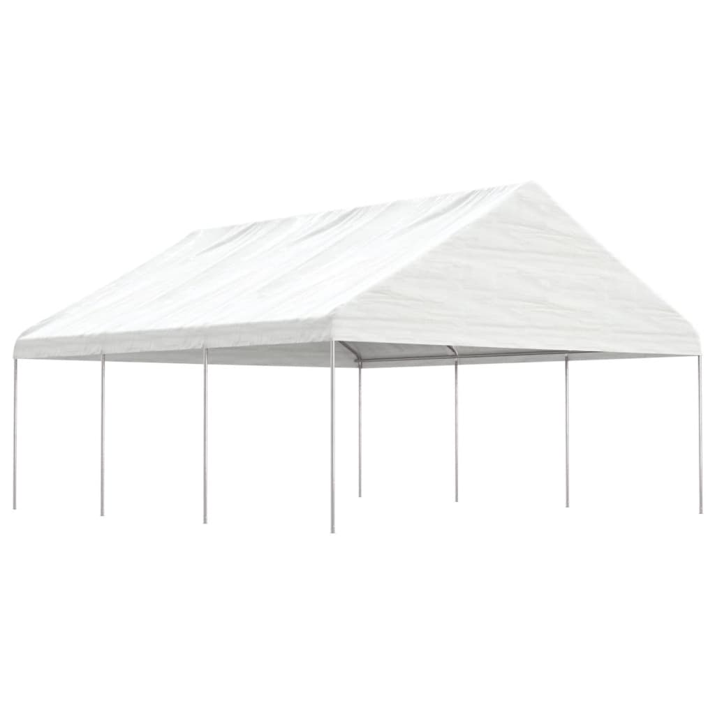 Prieel Met Dak 6,69X5,88X3,75 M Polyetheen Wit 6.69 x 5.88 x 3.75 m