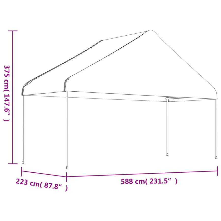 Prieel Met Dak 8,92X5,88X3,75 M Polyetheen Wit
