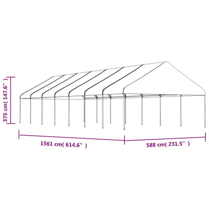 Prieel Met Dak 15,61X5,88X3,75 M Polyetheen Wit 15.61 x 5.88 x 3.75 m