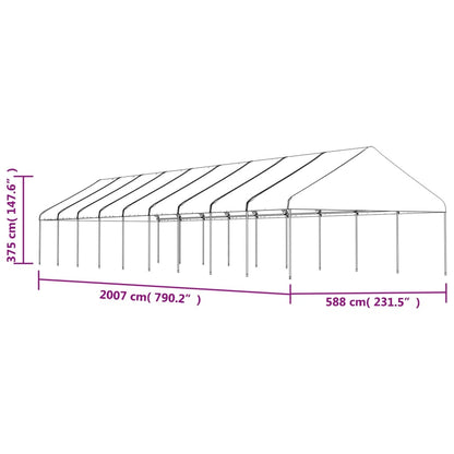 Prieel Met Dak 20,07X5,88X3,75 M Polyetheen Wit 20.07 x 5.88 x 3.75 m