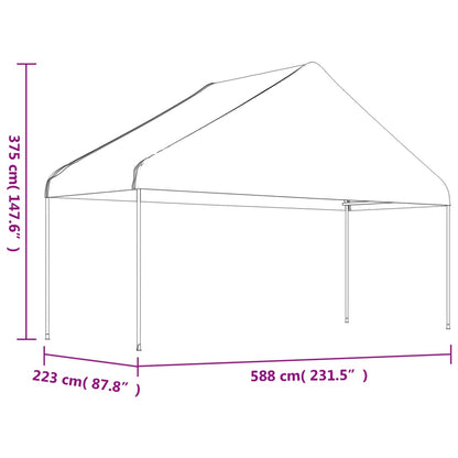 Prieel Met Dak 20,07X5,88X3,75 M Polyetheen Wit 20.07 x 5.88 x 3.75 m