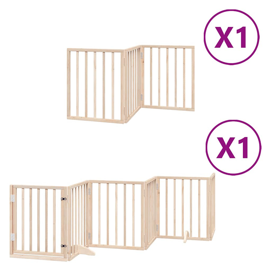 Hondenhek Inklapbaar Met Deur 9 Panelen 450 Cm Populierenhout 50 x 60 x 2 cm Naturel