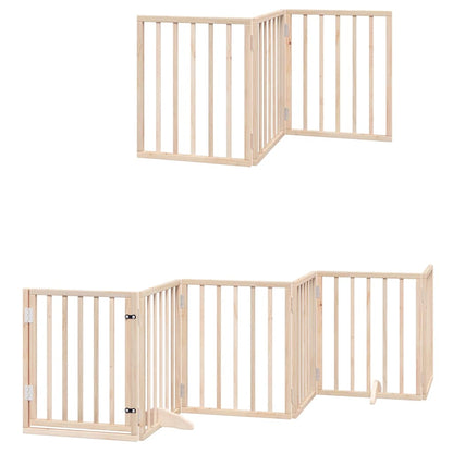Hondenhek Inklapbaar Met Deur 9 Panelen 450 Cm Populierenhout 50 x 60 x 2 cm Naturel