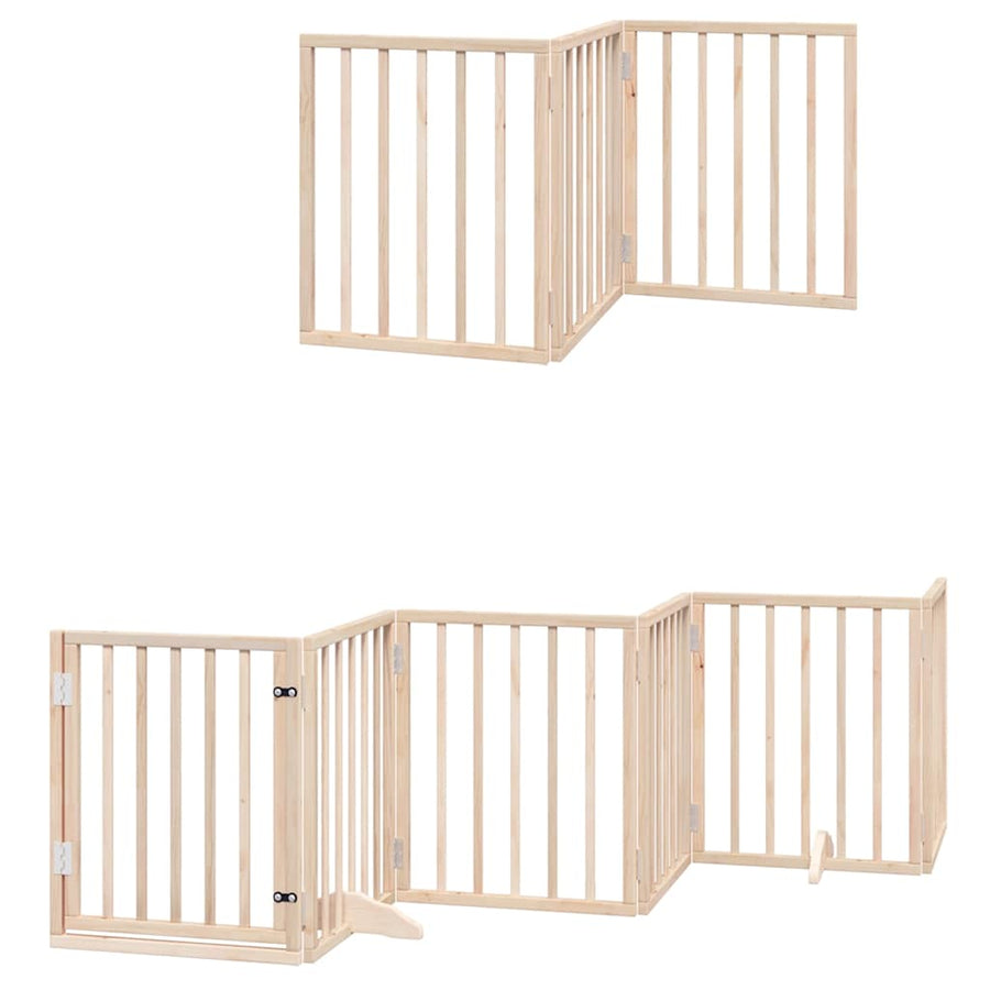 Hondenhek Inklapbaar Met Deur 9 Panelen 450 Cm Populierenhout 50 x 60 x 2 cm Naturel